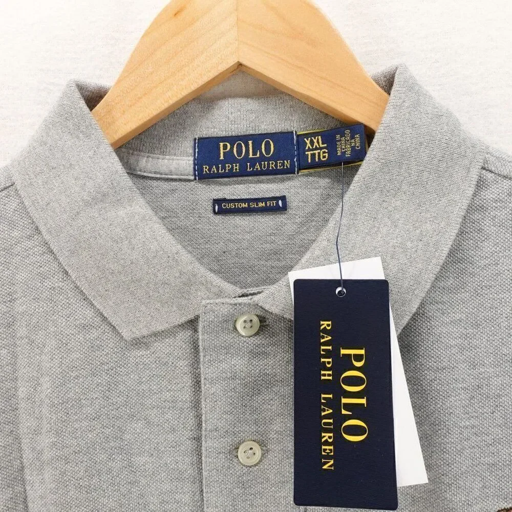 Polo Ralph Lauren Men's Slim Fit Polo Bear Polo Shirt Gray XXL